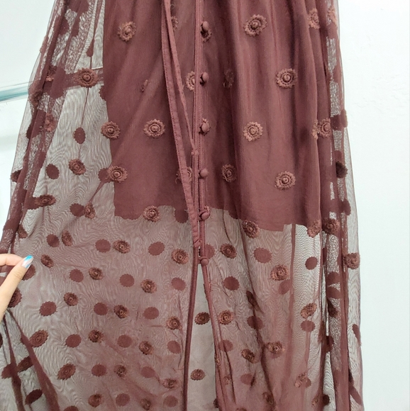 Abercrombie & Fitch Burgundy Floral Mesh Maxi Dress Size XS - Picture 9 of 12